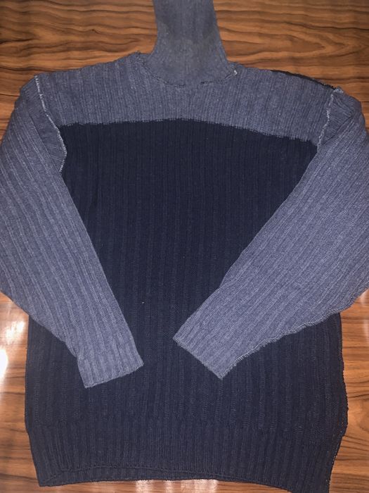 Фірмовий теплий светр темно-синій під шию, 60% вовна р. 54/56 2XL/3XL