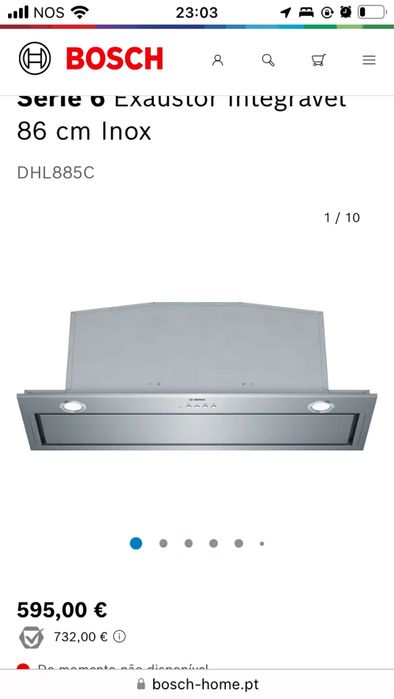 Exaustor Bosch encastrar 86cm novo/exposicao