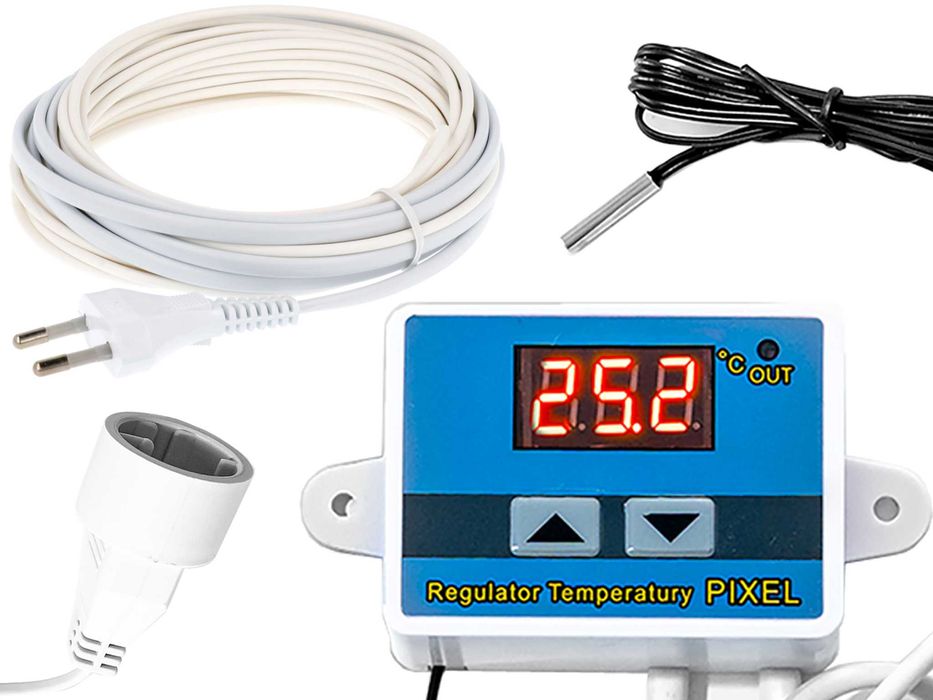 TERMOSTAT Regulator PIXEL + Przewód Kabel Grzejny 35W 4m do INKUBATORA