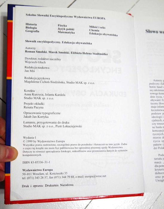 Słownik Encyklopedyczny Edukacja Obywatelska 1999