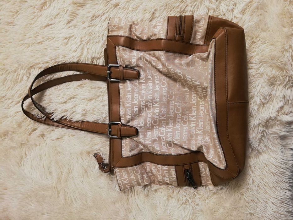 torebka Calvin Klein Jeans brąz torebka Shopper bag Calvin Klein Jeans