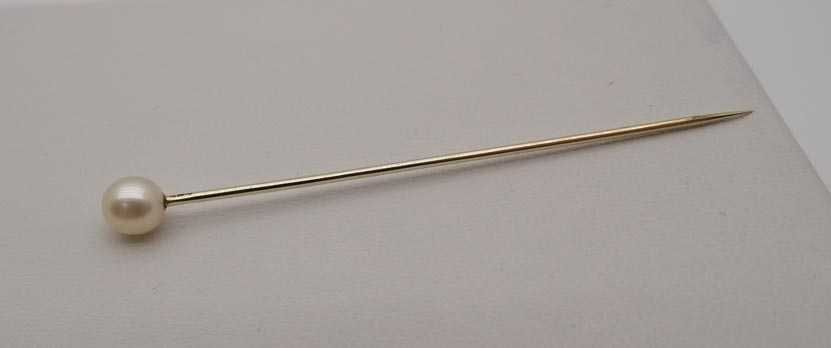 Antyczna szpila szpilka broszka z perłą 5,3 mm.