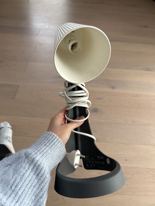 Lampka stolowa ikea szaro biala