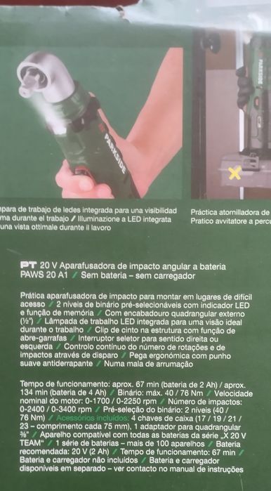 Aparafusadora de impacto angular Parkside a bateria 20V