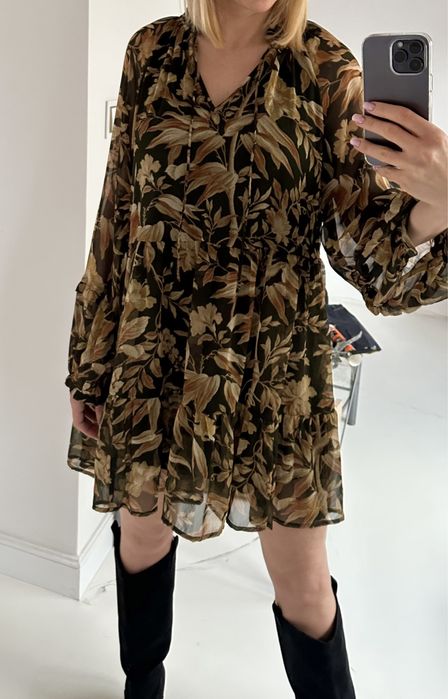 H&M sukienka wzory boho lekka M