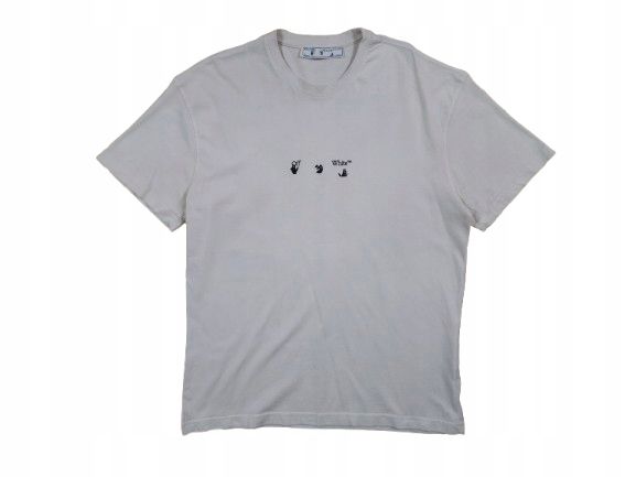 OFF-WHITE Koszulka T-Shirt Męska Biała Logowana r. L
