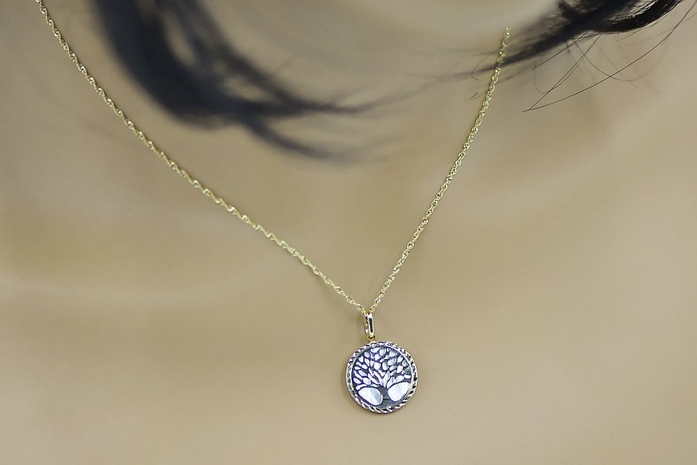 Złota zawieszka 14k 585 drzewko szczęścia z masą perłową cpc034yw W