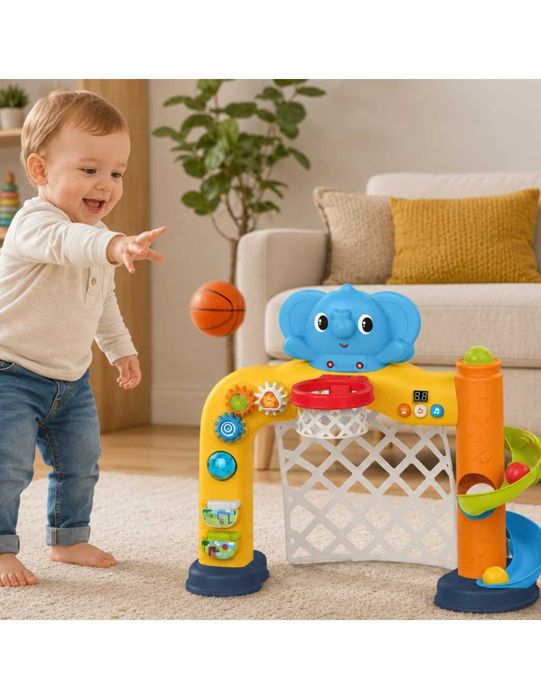 WOOPIE BABY Interaktywne Centrum Sportowe 2w1: Bramka i Kosz ze Słonikiem