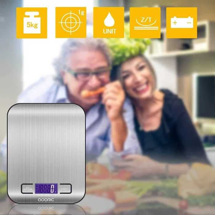 Cyfrowa waga kuchenna / LCD / precyzja do 1g / 5kg max ADORIC !3377-S!