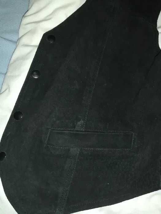 Colete de pele  preto como novo