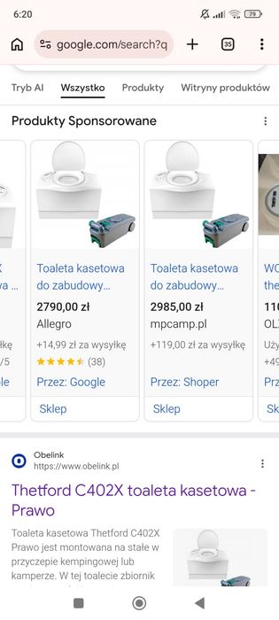 Toaleta kasetowa Thetford c402xl WC  nie kompletna