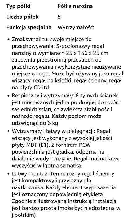 Regal narożny  biały
