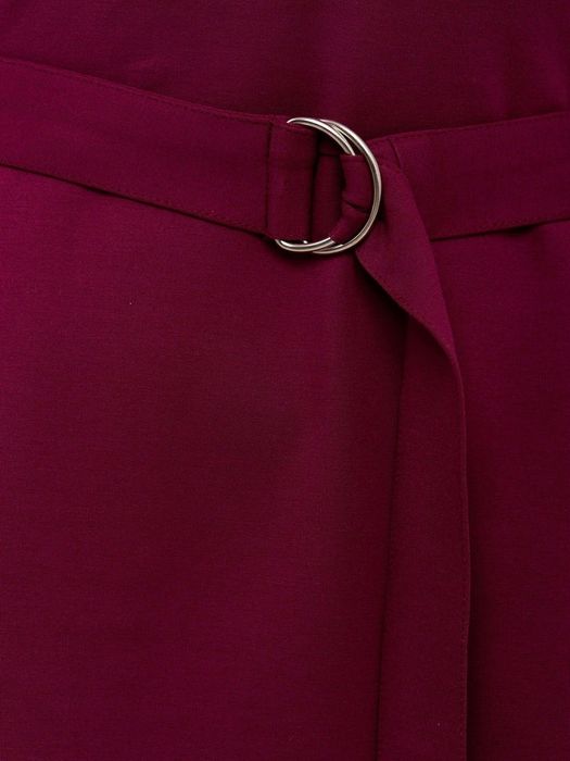 Весняна класична міді сукня-дзвін однотонна баклажанова на поясі