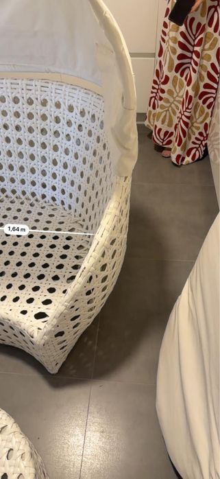 Sofá de Jardim/Praia Luxury Cesta com Toldo Cobertura + Pousa-Pés Oval