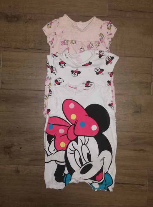 3 sztuki rampers myszka minnie daisy disney baby 74 - 80 paka