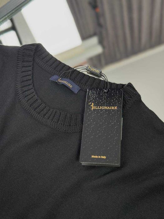 Мужской черный свитер Billionaire кофта с вышивкой Биллионер sg247