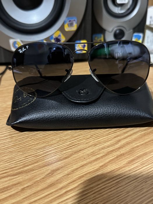 Ray-Ban авіатори чорні, поляризовані лінзи, чоловічі