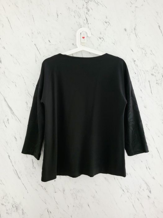 Bluza 34 XS bluzka oversize z kwiatami haft 3D rękawy ¾ minimalizm