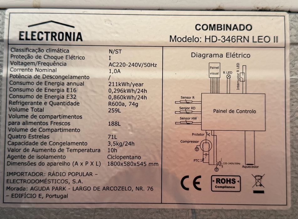 Frigorifico 259L
