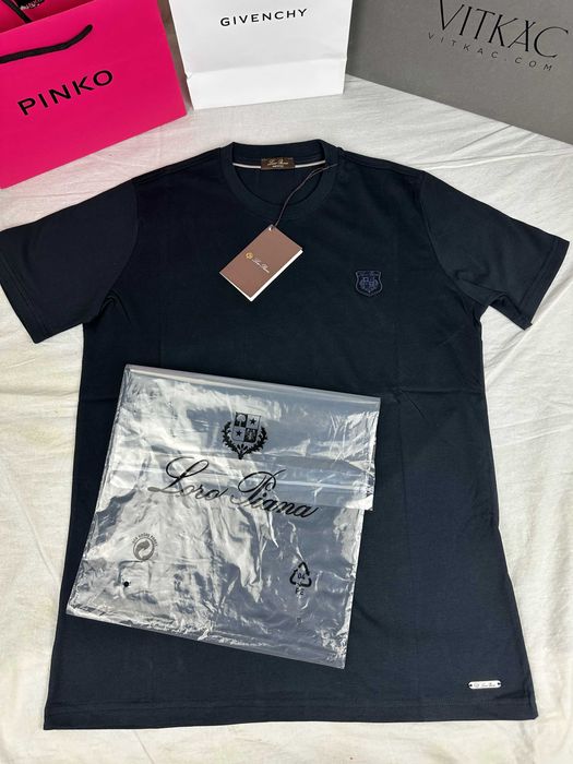 Koszulki Shirt meski Ultra Premium herb Loro Piana OUTLET granatowa