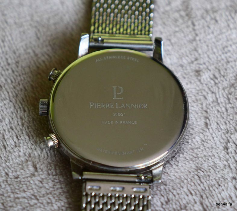 Męski zegarek Pierre Lannier, chronograf, bransoleta i pasek skórzany