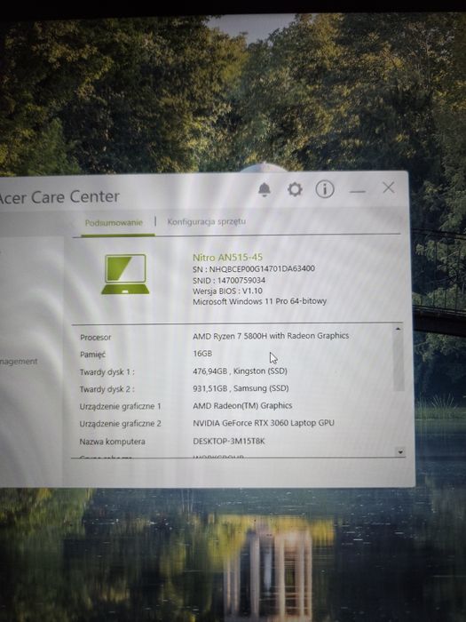 Acer nitro an515-45 (jak nowy)