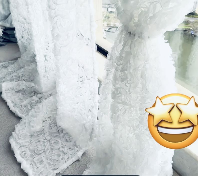 Firanka firana róże 3D krotka cudo biala przelotki