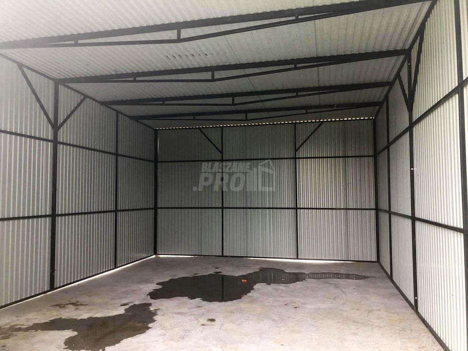 Hala Garaż blaszany 8x6 ścianka działowa Brama dwuskrzydłowa  GP142