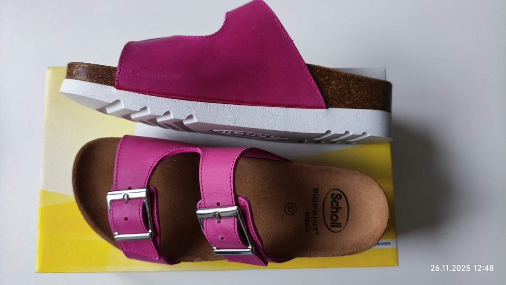 Zdrowotne wygodne klapki Scholl Filippa różowe pink r.37, -43% ceny