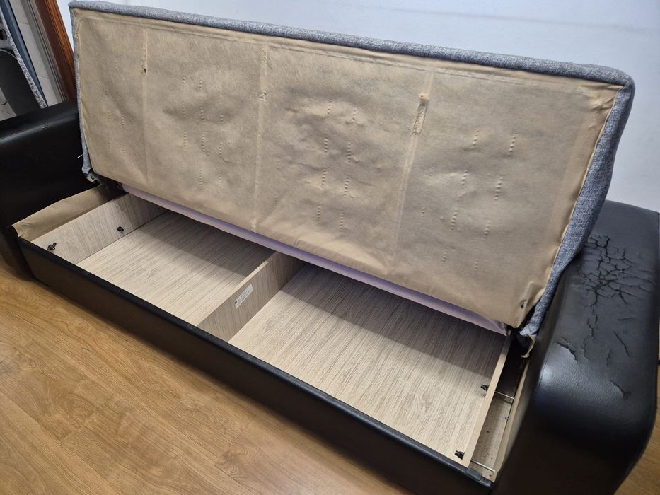 Sofá cama prima 3 lugares preto cinza