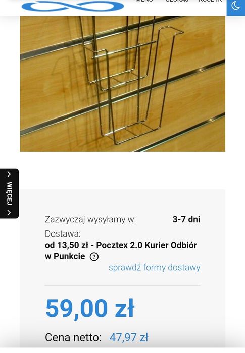 Wieszak ekspozytor na ulotki A4 na panel frezowany shop wall stojak