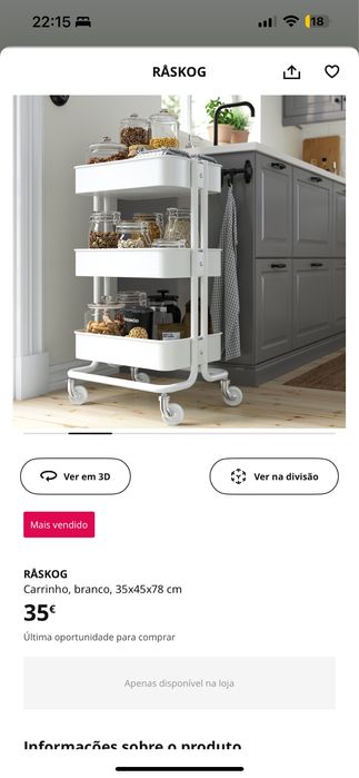 Carrinho branco RASKOG IKEA