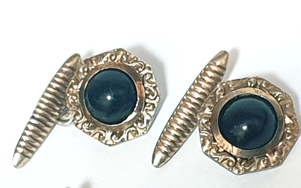 Fantásticos antigos botões de punho-prata e ouro português contrastado