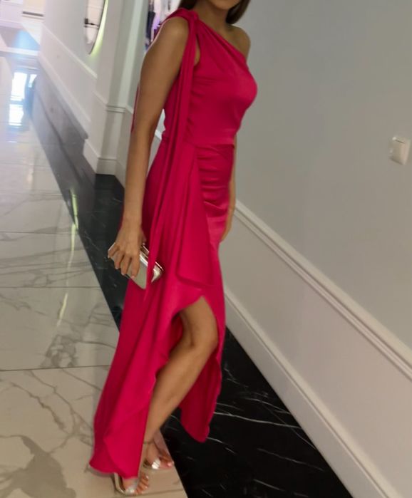 Chicago sukienka na wesele z wiskozy fuksja