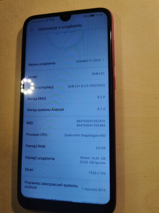 Huawei Y7 2019  3/32 Gb Jak nowy