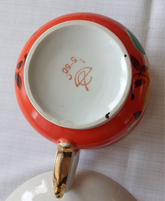 Уникальная чайная пара-гигант "Любава" ("Мальва"), объём чашки 500