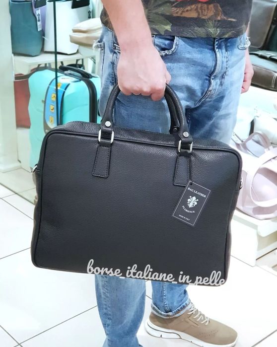 Чоловічий італійський портфель із натуральної шкіри