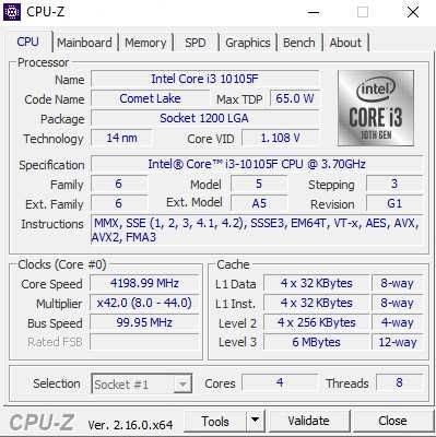 Intel core i3-10105F процесор Socket 1200