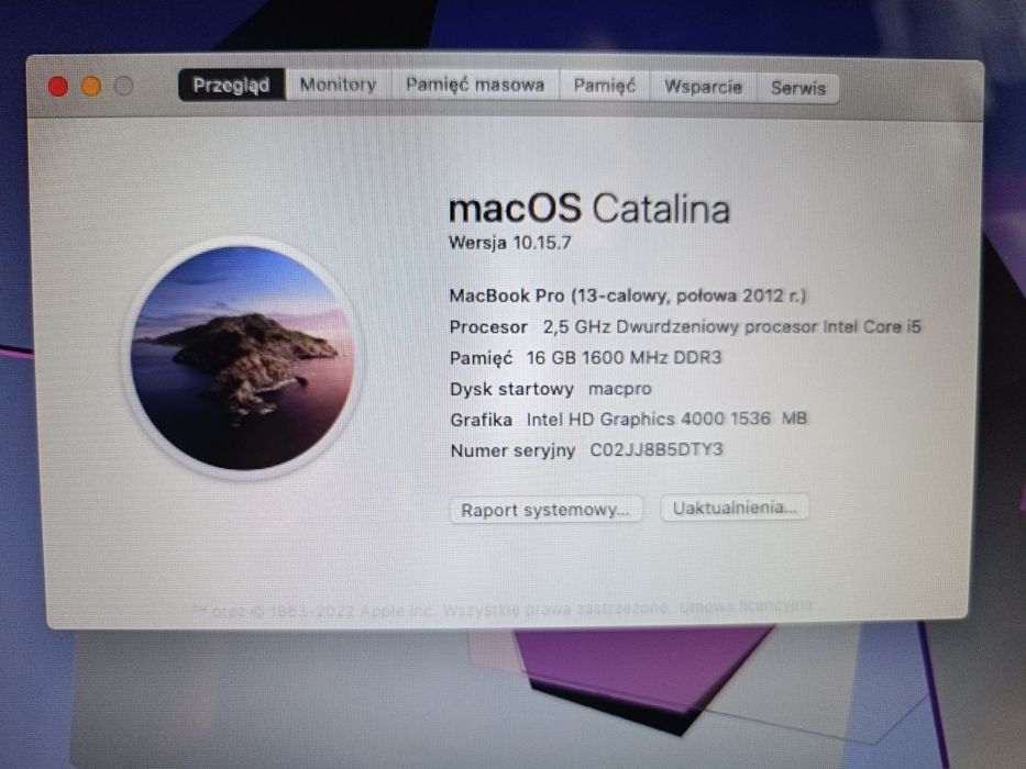 Laptop Apple MacBook Pro i5 16/512GB A1278