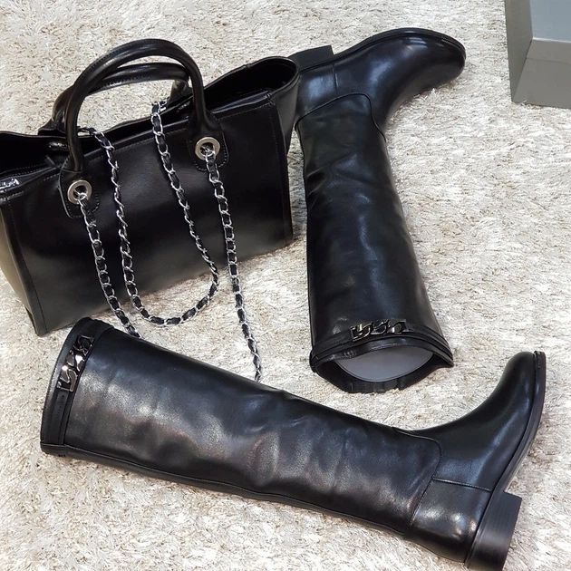 Жіночі шкіряні зимові чоботи ботфорти