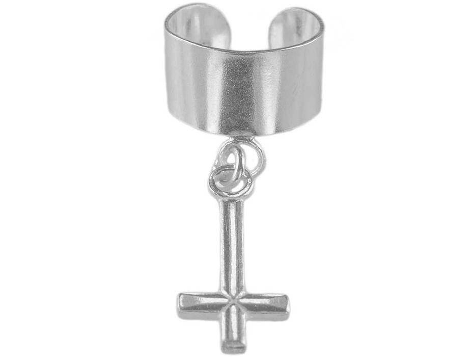 VERSIL kolczyk nausznica oponka krzyżyk odwrotny SREBRO 925