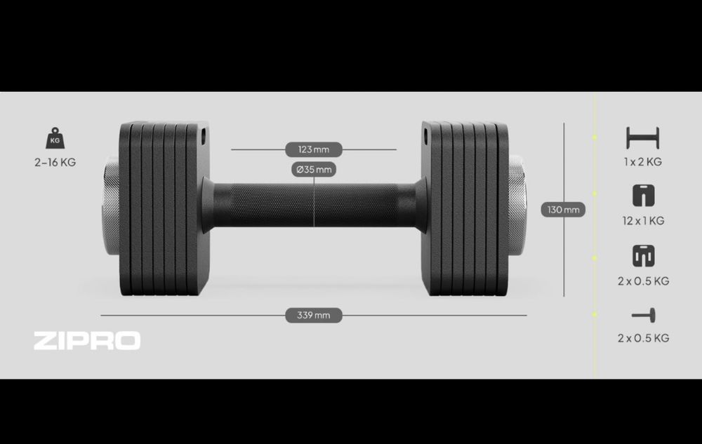 Hantle regulowane ZIPRO 4 - 24 kg