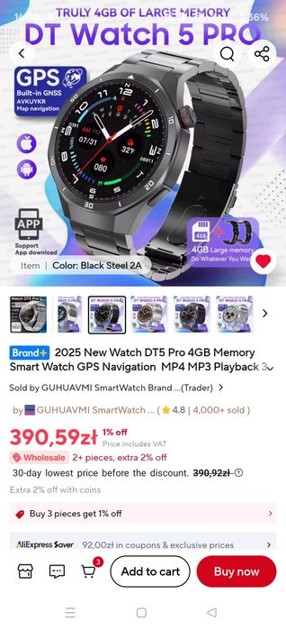 Zegarek smartwatch dt5 pro