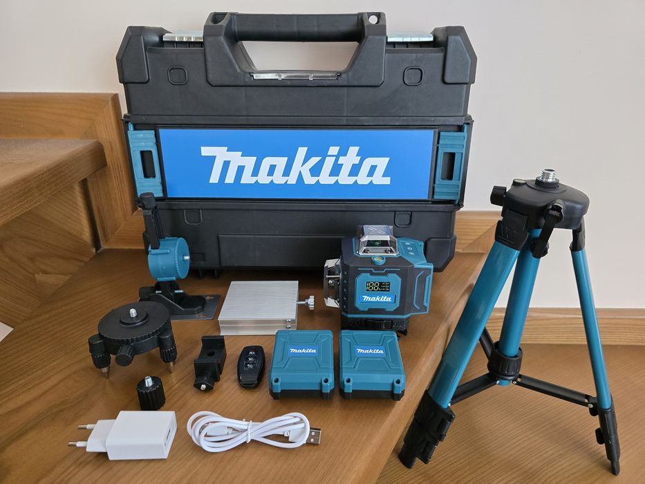 КЕЙС! 2 АКБ! Лазерний рівень Makita 4D, лазерный уровень