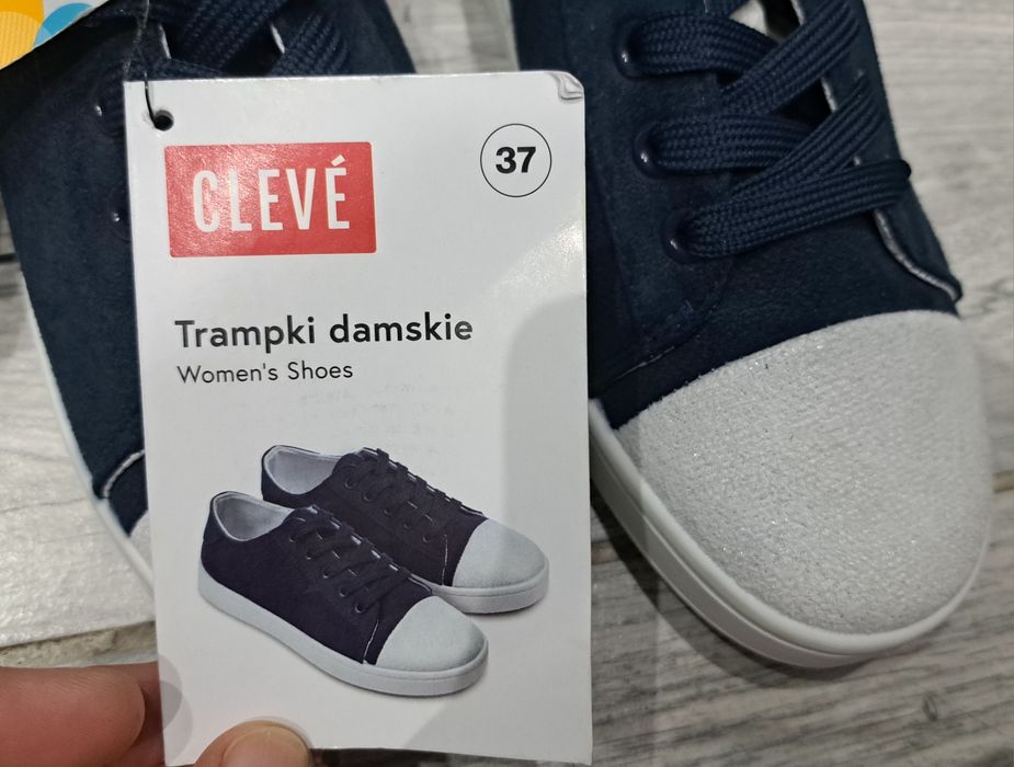 Trampki tenisówki damskie dziewczece biala podeszwa cleve 37 nowe