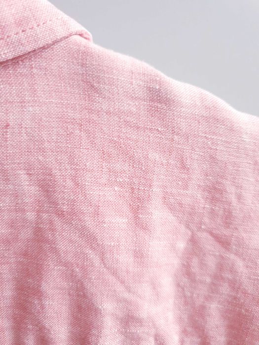 Różowa koszula męska Basefield XL 100% len lniana kołnierzyk 43 44