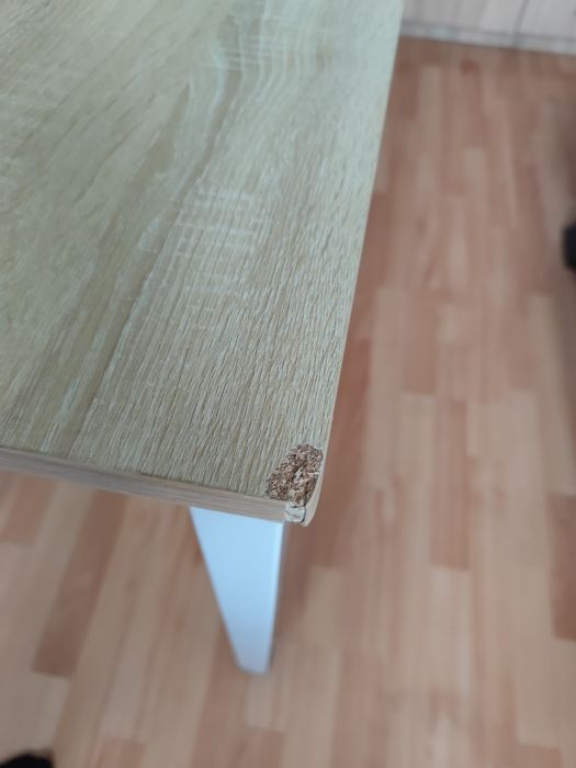 NOWY Stół z małymi wadami Biały Stelaż Jasny Blat Metalowy LOFT Okazja