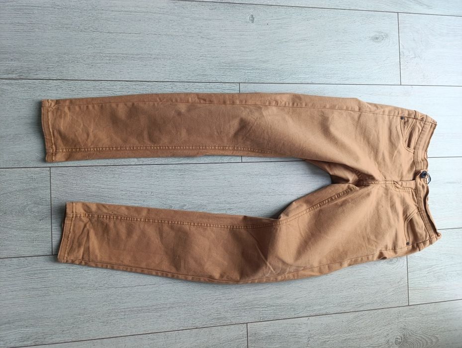 Spodnie proste house s 36 brązowe skinny gumka