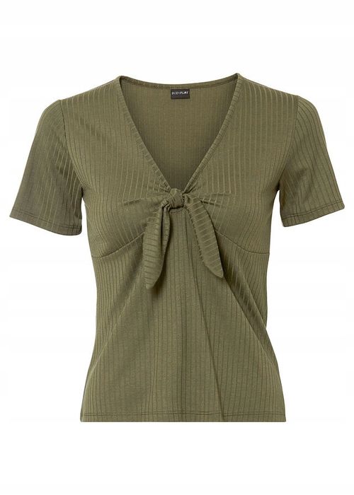 B.P.C t-shirt damski prążkowany khaki ^36/38