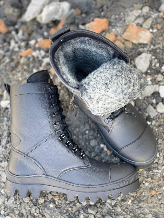 Берці зимові чоловічі шкіряні на хутрі Кіборг 40-46р чорні койот зима